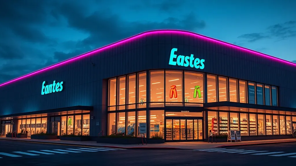 A high-contrast architectural photo of a modern supermarket