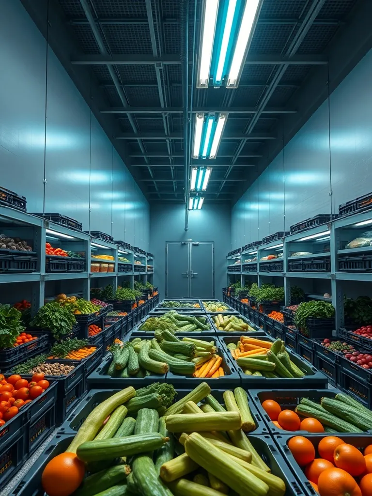A minimalist, high-tech industrial cold storage facility wit